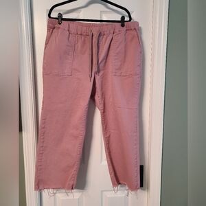 YMI, 2X, Pink Cropped Pants – Raw Hem & Drawstring Waist